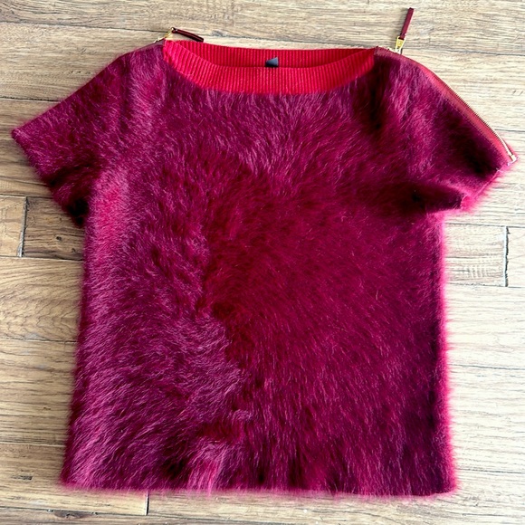 Louis Vuitton Burgandy Wool and Brushed Cashmere with Leather Accent Sweater - Picture 4 of 11